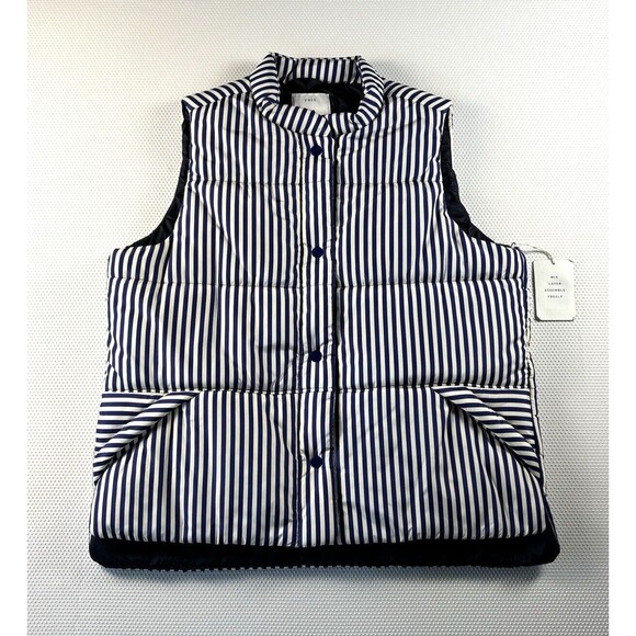 Free Assembly Jackets & Blazers - Free Assembly Striped Puffer Vest Sleeveless Navy Blue and White NWT Size Large